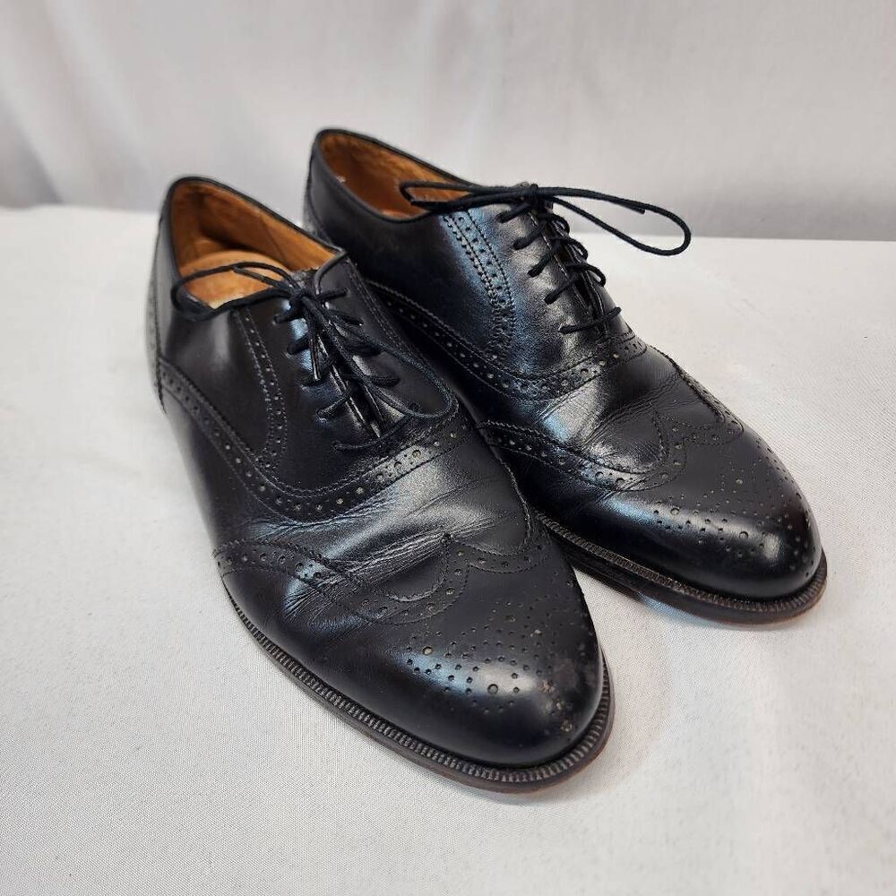 Florsheim Imperial Oxford Black Leather Wingtip Brogue Lace Up Shoes Size 9 C